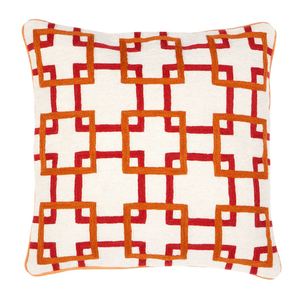 Casa Padrino Zierkissen in wei / orange / rot 50 x H. 50 cm - Luxus Wohnzimmer Accessoires