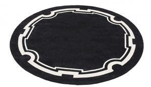 Casa Padrino Luxus Designer Teppich Schwarz / Wei� Durchmesser 280 cm - Limited Edition