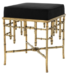 Casa Padrino Designer Hocker Vintage Messing / Schwarz 40 x 40 x H. 48,5 cm - Luxus Sitzhocker