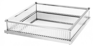 Casa Padrino Luxus Serviertablett Silber 39,5 x 39,5 x H. 9 cm - Gastronomie Accessoires