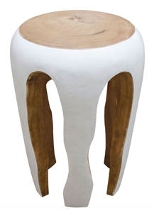 Casa Padrino Beistelltisch Wei / Naturfarben 40 x H. 54,5 cm - Wohnzimmermbel