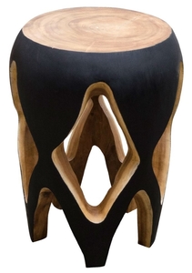 Casa Padrino Beistelltisch Schwarz / Naturfarben 40 x H. 54,5 cm - Wohnzimmermbel