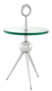 Casa Padrino Beistelltisch in silber mit Glasplatte 40 x H. 72 cm - Luxus Hotel Tisch