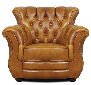 Casa Padrino Luxus Chesterfield Echtleder Sessel Braun 95 x 85 x H. 88 cm - Echtleder M�bel
