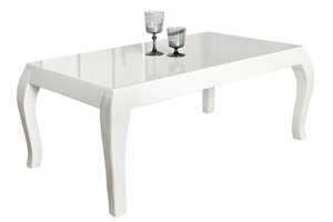 Casa Padrino Beistelltisch Weiss - Hochglanz (110x45x60cm) Couchtisch Wohnzimmer Tisch