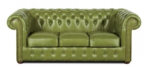 Casa Padrino Echtleder 3er Sofa Grn 200 x 90 x H. 78 cm - Luxus Chesterfield Mbel