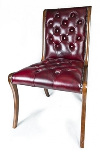 Casa Padrino Echtleder Esszimmerstuhl Weinrot / Braun 50 x 47 x H. 95 cm - Luxus Mbel