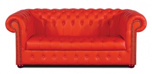 Casa Padrino Chesterfield Echtleder 3er Sofa Rot 200 x 90 x H. 78 cm - Luxus Wohnzimmerm�bel