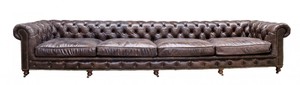 Casa Padrino Luxus 6er Sofa Braun 410 x 120 x H. 77 cm - Chesterfield M�bel