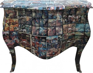 Casa Padrino Barock Kommode Comic Design 100 cm - Handgefertigt aus Massivholz-  Limited Edition