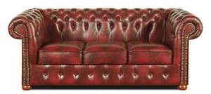 Casa Padrino Chesterfield Echtleder 3er Sofa Weinrot 200 x 90 x H. 78 cm - Luxus Kollektion