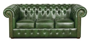 Casa Padrino Chesterfield Echtleder 3er Sofa Grn 200 x 90 x H. 78 cm - Luxus Kollektion