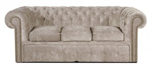 Casa Padrino 3er Sofa Grau 210 x 100 x H. 78 cm - Luxus Chesterfield Schlafsofa