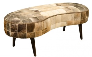 Casa Padrino Luxus Sitzbank mit Kuhfell 130 x 60 x H. 50 cm - Designerm�bel