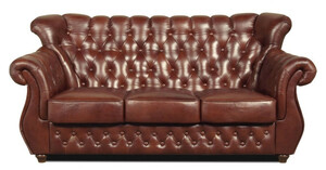 Casa Padrino Chesterfield Echtleder 3er Sofa in braun mit dunkelbraunen Fen 200 x 80 x H. 85 cm - Luxus Qualitt