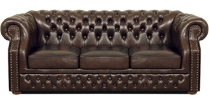Casa Padrino Luxus Echtleder 3er Sofa Dunkelbraun 210 x 90 x H. 80 cm - Chesterfield Sofa