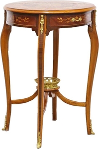 Casa Padrino Barock Beistelltisch mit Schubladen Braun Intarsien 60 x 86 cm - Antik Stil Beistelltisch - Limited Edition