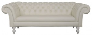 Casa Padrino Luxus Echtleder 3er Sofa Wei 210 x 90 x H. 80 cm - Wohnzimmermbel im Chesterfield Design