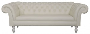 Casa Padrino Luxus Echtleder 3er Sofa Wei� 210 x 90 x H. 80 cm - Wohnzimmerm�bel im Chesterfield Design