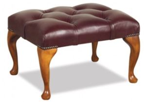 Casa Padrino Chesterfield Echtleder Hocker 60 x 40 x H. 45 cm - Luxus Mbel