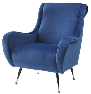 Casa Padrino Luxus Hotel Salon Sessel Blau 80 x 90 x H. 88 cm - Hotel M�bel