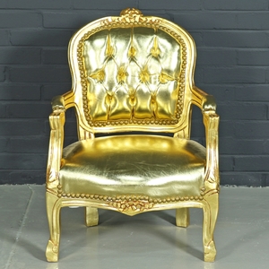 Casa Padrino Barock Kinderstuhl Gold Lederoptik / Gold - Kindermbel im Antik Stil