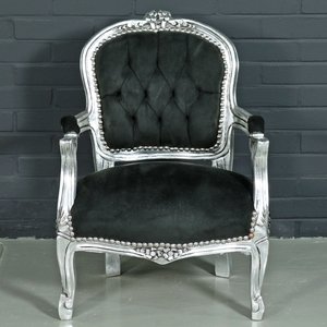 Casa Padrino Barock Kinderstuhl Schwarz / Silber - Kindermbel im Antik Stil