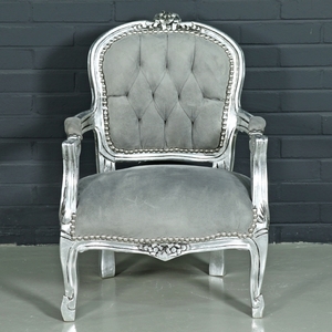 Casa Padrino Barock Kinderstuhl Hellgrau / Silber - Kinderm�bel im Antik Stil