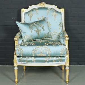 Casa Padrino Antikstil Lounge Sessel Hellt�rkis / Gold 70 x 70 x H. 100 cm - Barock M�bel