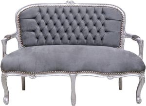 Casa Padrino Barock Kinder Sitzbank Grau / Silber 90 x 38 x H. 67 cm - Antik Stil Kindermbel