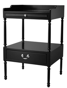 Casa Padrino Luxus Wohnzimmer Beistelltisch Schwarz / Silber 48 x 42 x H. 73 cm - Wohnzimmerm�bel