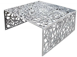 Casa Padrino Art Deco Couchtisch Silber Metall 60 x 60 x H. 32 cm - Jugendstil Tisch - M�bel Wohnzimmer