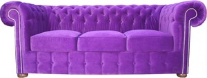 Casa Padrino Chesterfield 3er Sofa in Lila 200 x 90 x H. 78 cm - Luxus Qualit�t