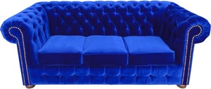Casa Padrino Chesterfield 3er Sofa in Royalblau 200 x 90 x H. 78 cm - Luxus Qualit�t