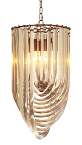 Casa Padrino Luxus Kronleuchter Champagnerfarben / Antik Messing  35 x H. 65 cm - Luxus Kollektion