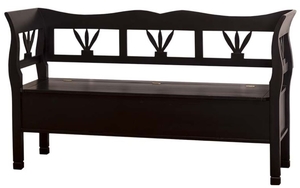 Casa Padrino Landhausstil Gartenbank mit Staufach f�r Feuerholz Schwarz 163 x 48 x H. 92 cm - Gartenm�bel im Landhausstil