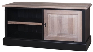 Casa Padrino Landhausstil TV Sideboard Schwarz / Naturfarben 120 x 40 x H. 50 cm - Fernsehschrank im Landhausstil 