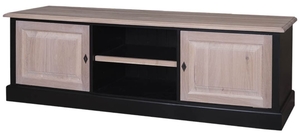 Casa Padrino Landhausstil Fernsehschrank Schwarz / Naturfarben 180 x 46 x H. 56 cm - TV Sideboard im Landhausstil 