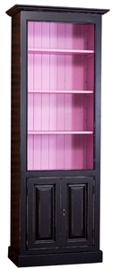 Casa Padrino Landhausstil B�cherschrank Antik Stil Schwarz / Rosa 78 x 39 x H. 210 cm - Wohnzimmerschrank im Landhausstil