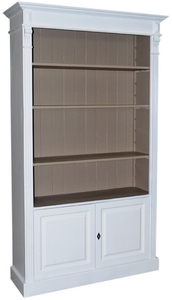 Casa Padrino Landhausstil B�cherschrank Wei� / Grau 119 x 39 x H. 197 cm - Wohnzimmerschrank im Landhausstil