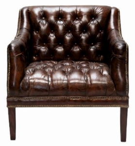 Casa Padrino Luxus Echtleder Wohnzimmer Sessel Dunkelbraun 80 x 84 x H. 79 cm - Chesterfield M�bel