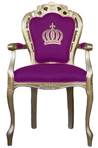 Pomp��s by Casa Padrino Luxus Barock Esszimmerstuhl mit Armlehnen Lila / Gold - Pomp��ser Barock Stuhl designed by Harald Gl��ckler