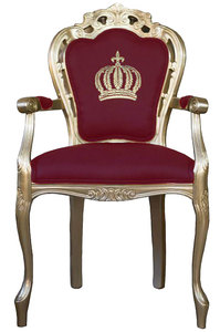 Pomp��s by Casa Padrino Luxus Barock Esszimmerstuhl mit Armlehnen Weinrot / Gold - Pomp��ser Barock Stuhl designed by Harald Gl��ckler