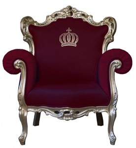 Pomp��s by Casa Padrino Luxus Barock Sessel Weinrot / Gold - Pomp��ser Barock Sessel designed by Harald Gl��ckler