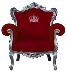 Pomps by Casa Padrino Luxus Barock Sessel Rot / Silber - Pompser Barock Sessel designed by Harald Glckler
