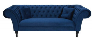 Casa Padrino Chesterfield Sofa in Blau 225 x 90 x H. 79 cm - Designer Chesterfield Sofa