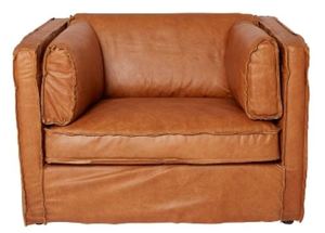 Casa Padrino Luxus Leder Sessel Braun 106 x 99 x H. 73 cm - Echtleder M�bel