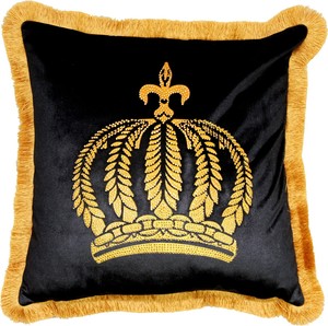Harald Gl��ckler Luxus Deko Kissen Pomp��s by Casa Padrino Schwarz / Gold Krone mit Strass Steinen - Gl��ckler Kissen AAA