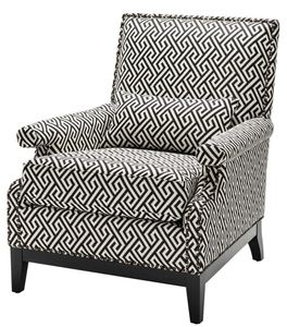 Casa Padrino Luxus Sessel Schwarz / Wei� 75 x 85 x H. 93 cm - Hotel M�bel