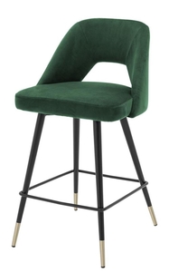 Casa Padrino Luxus Barstuhl Grn / Schwarz 50 x 50 x H. 90 cm - Luxus Barhocker mit Rckenlehne